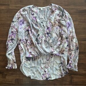 All Saints Floral Blouse - Lavender and Gray